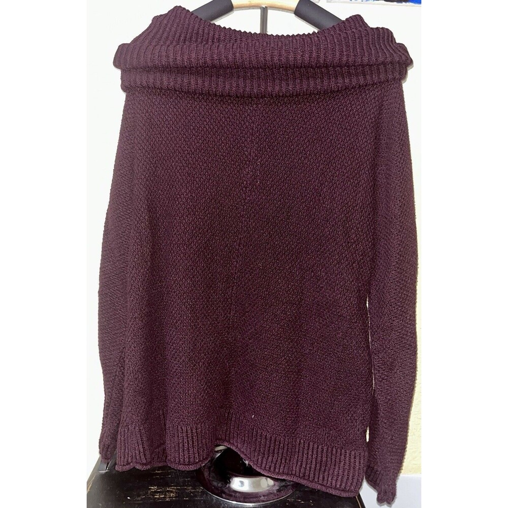 Maurices Womens Sweater Burgundy Cowl Neck Ribbed Hem Pullover Stretch Small